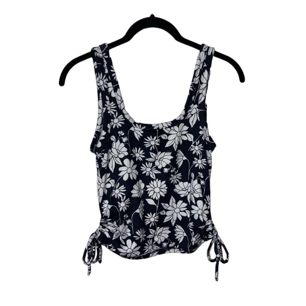 Gilly Hicks Sleep Cami tank women's size medium blue w/ white flowers side ties